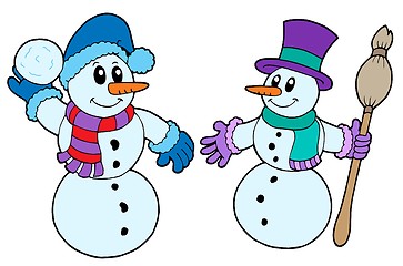 Image showing Pair of cute snowmen