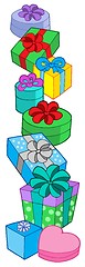 Image showing Pile of various colors gifts