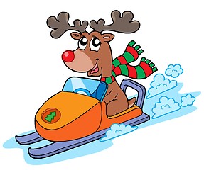Image showing Christmas reindeer riding scooter