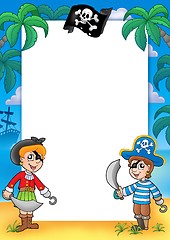 Image showing Frame with pirate boy and girl