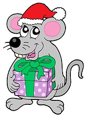 Image showing Christmas mouse with gift