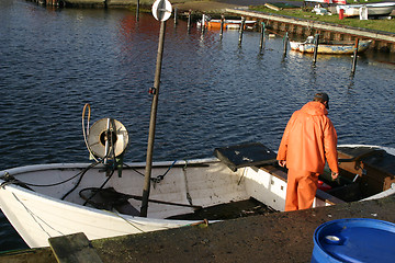 Image showing harbour in skåre in sweden man in work