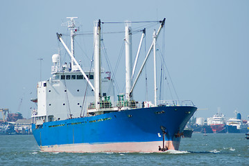 Image showing Blue cargo ship