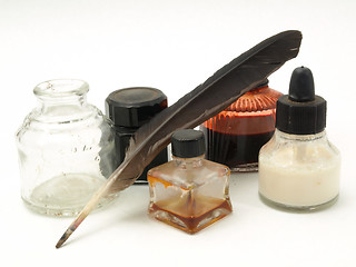 Image showing Ink Wells and Quill