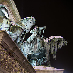 Image showing Heroes square in Budapest - Detail of the obelisk basement