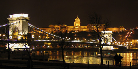 Image showing Budapest Chain Bridge and royal palace