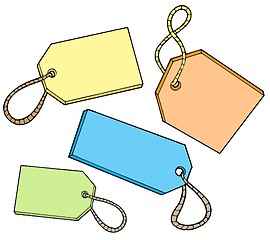 Image showing Various color tags for sale