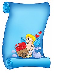 Image showing Valentine letter with wheelbarrow cupid