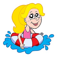 Image showing Small girl swimmer