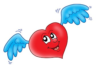 Image showing Smiling heart with wings