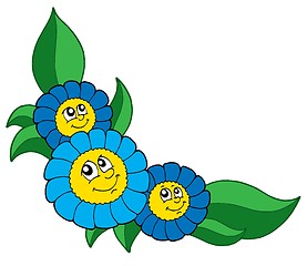 Image showing Three smiling blue flowers