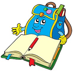 Image showing School bag reading book