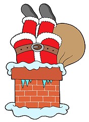 Image showing Santa Clauses legs with chimney