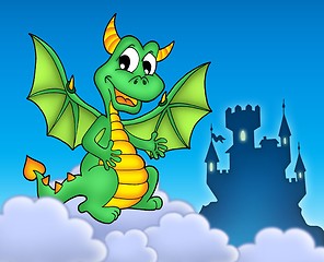 Image showing Green dragon with castle