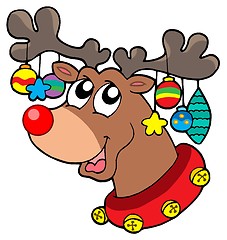 Image showing Reindeer with Christmas decorations