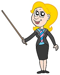 Image showing Smiling businesswoman with pointer