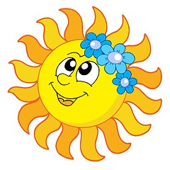 Image showing Smiling Sun with flowers