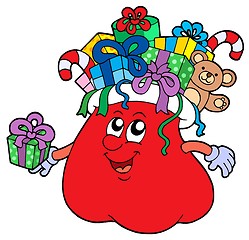 Image showing Santas bag with gifts isolated