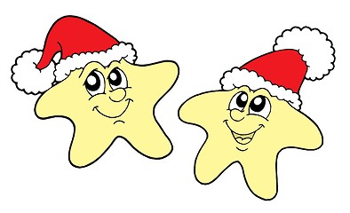 Image showing Stars in Christmas caps