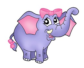 Image showing Elephant girl with pink ribbon