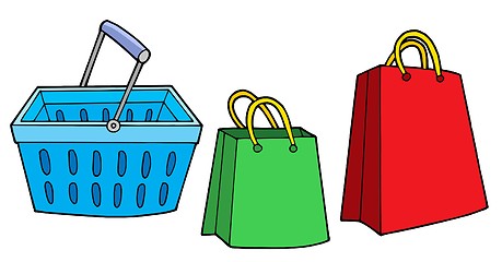 Image showing Shopping basket and bags