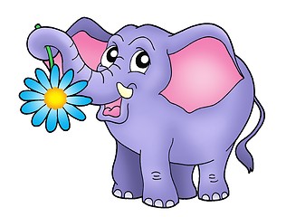 Image showing Small elephant with flower