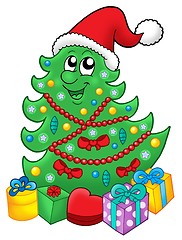 Image showing Santa xmas tree with gifts