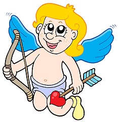 Image showing Small cupid with bow