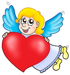 Image showing Smiling cupid with heart