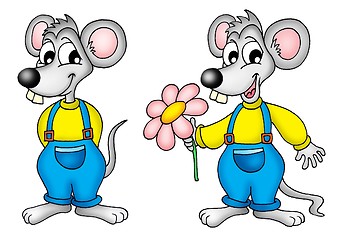 Image showing Two mouses with flower