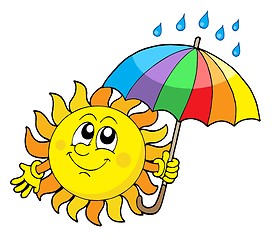 Image showing Smiling Sun with umbrella