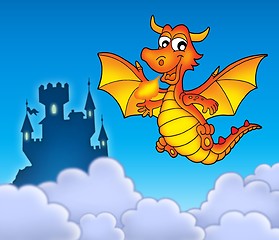 Image showing Red dragon with castle
