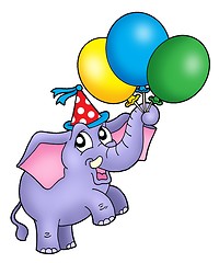 Image showing Small elephant with balloons