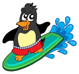 Image showing Surfing penguin