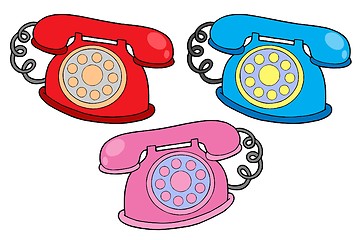 Image showing Various colors telephones