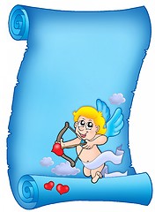 Image showing Valentine blue letter with shooting cupid
