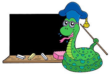 Image showing Snake teacher with blackboard