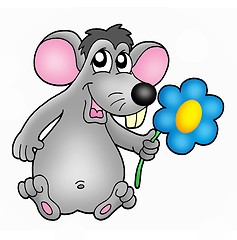 Image showing Mouse with flower