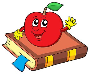 Image showing Smiling apple on book