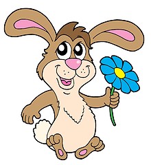 Image showing Smiling rabbit with flower