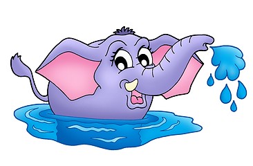 Image showing Small elephant in water