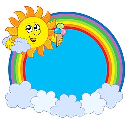 Image showing Sun with icecream in rainbow circle