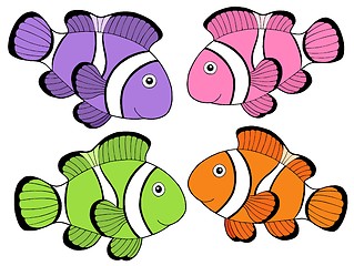 Image showing Various color clownfishes 2