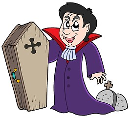Image showing Vampire with coffin and graves