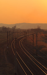 Image showing Railway sunset