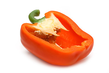 Image showing Cut fifty-fifty orange bulgarian pepper part two