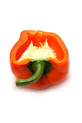 Image showing Cut fifty-fifty orange bulgarian pepper 
