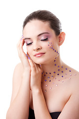 Image showing Beatiful woman with purple makeup