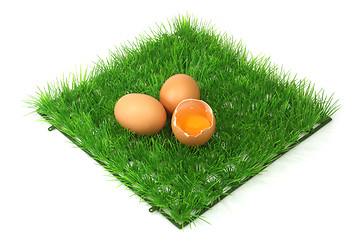 Image showing Decorative brown eggs