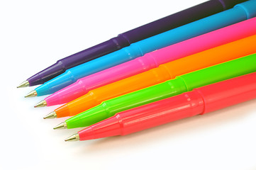Image showing Multicolor pens on white background